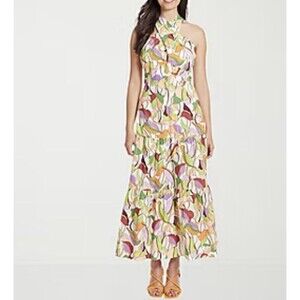 London Times Women’s  Maxi Dress Sleeveless Abstract Size 8 Halter Neck